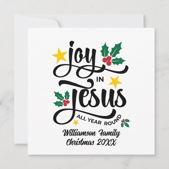 Cartes Pour Fêtes Annuelles Joy in Jesus Christian Christmas Family Name  (Devant)