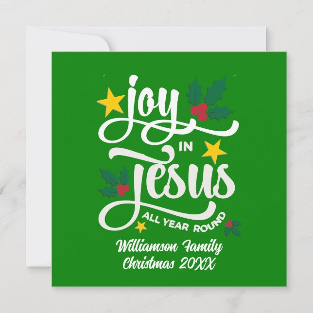 Cartes Pour Fêtes Annuelles Joy in Jesus Christian Christmas Family Name  (Devant)