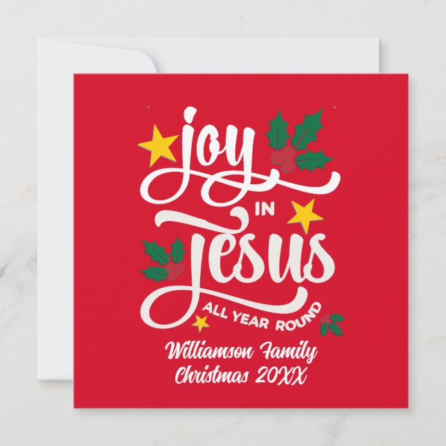 Cartes Pour Fêtes Annuelles Joy in Jesus Christian Christmas Family Name  (Devant)