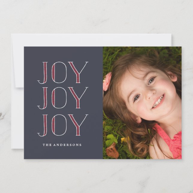 Cartes Pour Fêtes Annuelles JOY JOY JOY Christmas Holiday Card (Devant)