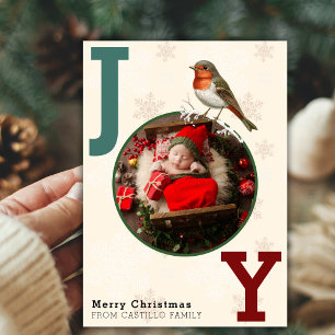 Cartes Pour Fêtes Annuelles JOY Joyeux Noël Photo Winter Bird