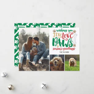 Cartes Pour Fêtes Annuelles Joy Love Paws Bonnes Fêtes Green Chien 3 photos