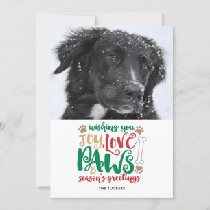 Cartes Pour Fêtes Annuelles Joy Love Paws Chien Bonnes Fêtes Photo Rouge