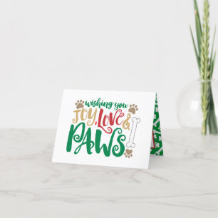 Cartes Pour Fêtes Annuelles Joy Love Paws Peace Chien Empreintes de pattes Red