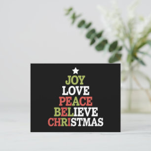 Cartes Pour Fêtes Annuelles Joy Love Peace Believe Christmas Tree Family