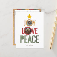 Joy Love Peace Rustic Photo Arbre de Noël
