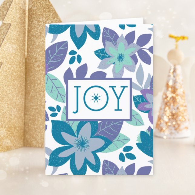 Cartes Pour Fêtes Annuelles Joy Modern Botanical Floral Christmas (Créateur téléchargé)