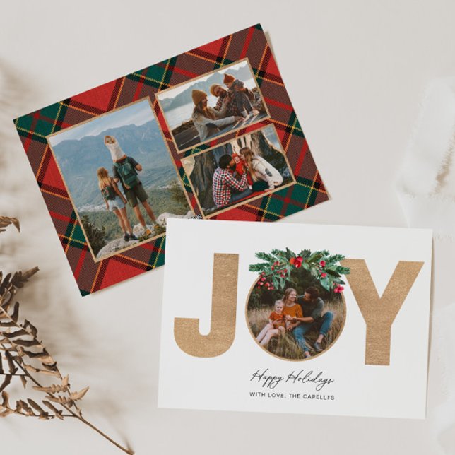 Cartes Pour Fêtes Annuelles JOY Multi Photo Holiday Card (Créateur téléchargé)