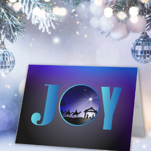 Cartes Pour Fêtes Annuelles JOY Nativité Scène Christian Noël