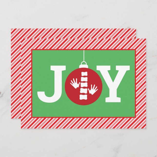 Cartes Pour Fêtes Annuelles JOY Ornament Stripes Chiropratique Appartement de  (Devant / Derrière)