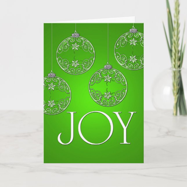 Cartes Pour Fêtes Annuelles Joy Ornaments sur vert émeraude élégant (Devant)