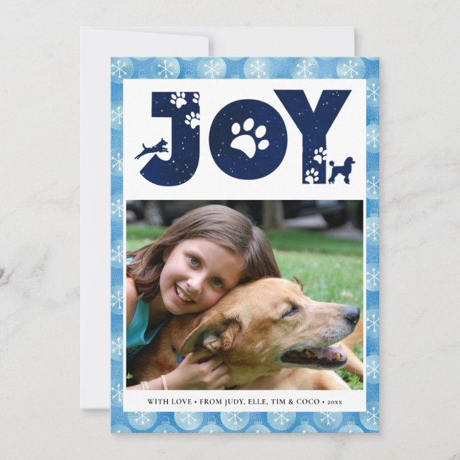 Cartes Pour Fêtes Annuelles JOY Paws | Amateurs D'Animaux De Compagnie Snowfla (Devant)
