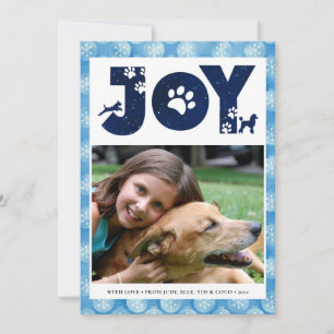 Cartes Pour Fêtes Annuelles JOY Paws   Amateurs D'Animaux De Compagnie Snowfla