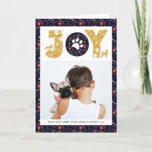 Cartes Pour Fêtes Annuelles JOY Paws Gold   Amateurs d'animaux de compagnie Pi