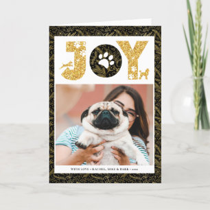Cartes Pour Fêtes Annuelles JOY Paws Gold   Amateurs d'animaux de compagnie Pi