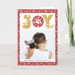 Cartes Pour Fêtes Annuelles JOY Paws Gold   Amateurs D'Animaux De Compagnie Sn