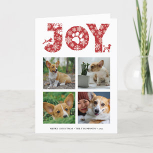Cartes Pour Fêtes Annuelles JOY Paws Snowflake   Collage photo de l'animal de