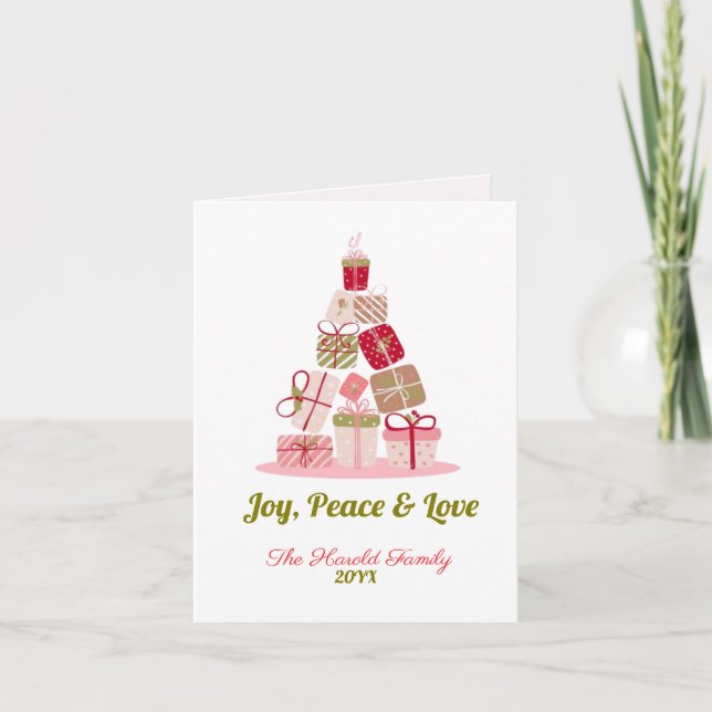 Cartes Pour Fêtes Annuelles Joy Peace and Love Christmas Tree Card (Devant)
