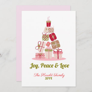 Cartes Pour Fêtes Annuelles Joy Peace and Love Christmas Tree Card