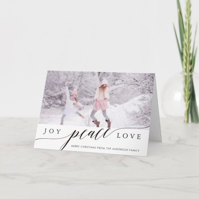 Cartes Pour Fêtes Annuelles Joy Peace Love Christmas Photo Greeting Card (Devant)