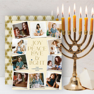 Cartes Pour Fêtes Annuelles Joy Peace Love & Light Hanoukka 10 Instant Photo H