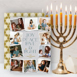 Cartes Pour Fêtes Annuelles Joy Peace Love & Light Hanoukka 10 Instant Photo H<br><div class="desc">Joy, Peace, Love & Light Avec Star Of David, 10 Instant Photo Collage Hanoukka Holiday Card. L'accueil et l'arrière - plan peuvent être changés en n'importe quelle couleur de votre choix. Illustration de fat*fa*tin. Facile à personnaliser avec votre propre message texte, nom, année, photo ou image. D'autres fonctions d'édition sont...</div>