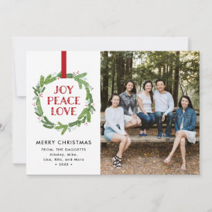Cartes Pour Fêtes Annuelles Joy Peace Love Wreath