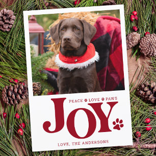 Cartes Pour Fêtes Annuelles JOY Personnalisé Animaux de compagnie Photo Emprei