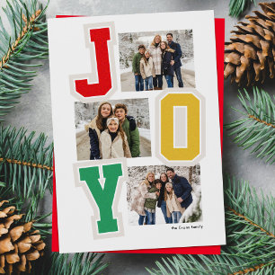 Cartes Pour Fêtes Annuelles Joy preppy patches tendance trois photo Noël