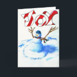 Cartes Pour Fêtes Annuelles Joy Snowman<br><div class="desc">This originated from a black and white drawing I did several years ago. I was inspired by the Calvin & Hobbes art design of the snowmen in the comic strips. I decided to do a colored version of the drawing and painted it in acrylics on paper, touched up a bit...</div>