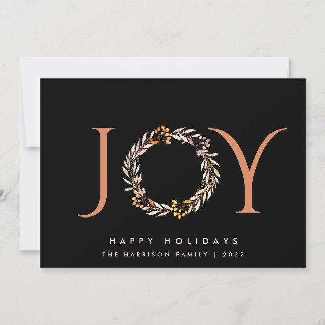 Cartes Pour Fêtes Annuelles Joy Terracotta Noir Noël 2022 (Devant)