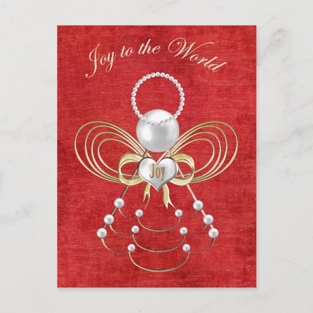 Cartes Pour Fêtes Annuelles Joy to the World - Angel of Joy - Rouge (Devant)