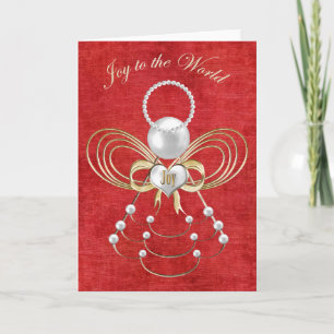 Cartes Pour Fêtes Annuelles Joy to the World - Angel of Joy - Rouge