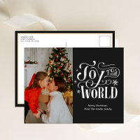 Joy to the World Black Calligraphy Photo Moderne