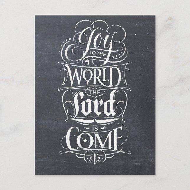 Cartes Pour Fêtes Annuelles Joy to the World Chalkboard Lettering Christmas (Devant)