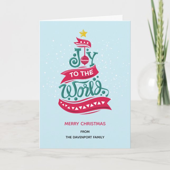 Cartes Pour Fêtes Annuelles Joy to the World Christmas Citation Typographie (Devant)
