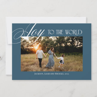 Cartes Pour Fêtes Annuelles Joy to the World Christmas Design Blue