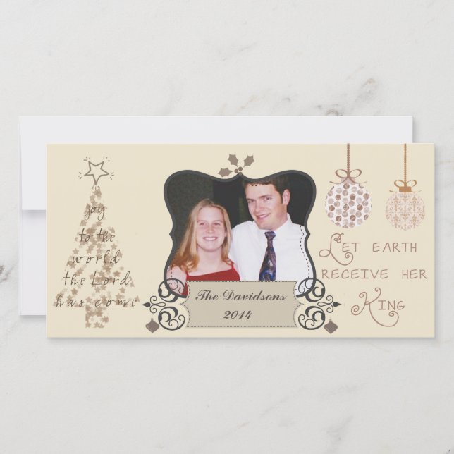 Cartes Pour Fêtes Annuelles Joy To The World Custom Christmas Photo Card (Devant)