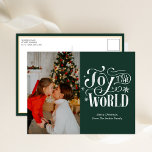 Cartes Pour Fêtes Annuelles Joy to the World Green Calligraphy Photo Modern<br><div class="desc">Joy to the World Green Calligraphy Photo Carte Postale des Fêtes Modernes. Envoyez des voeux de vacances à vos proches avec cette carte de vacances moderne et festive. Tous les textes sont pré-arrangés pour que vous personnalisiez facilement et rapidement avec vos propres détails. Joyeuses fêtes !</div>