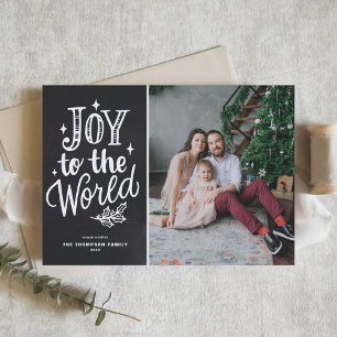 Cartes Pour Fêtes Annuelles Joy To The World Lettering Chalkboard Photo