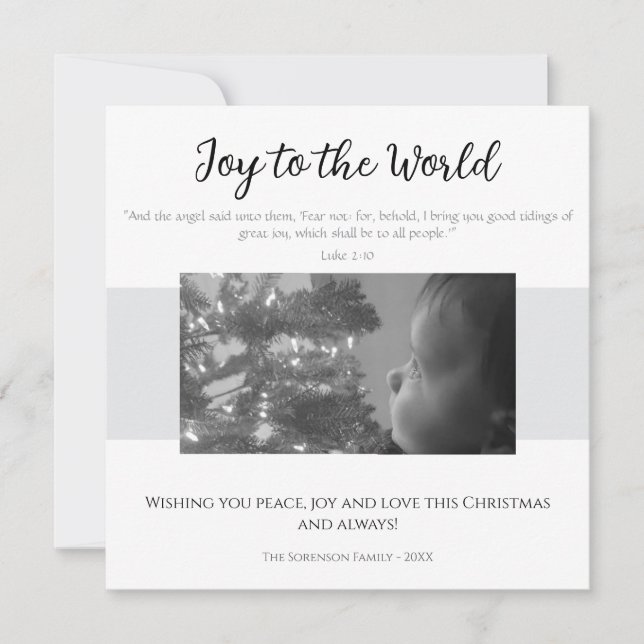 Cartes Pour Fêtes Annuelles Joy to the World Modern Simple Scripture Noël (Devant)