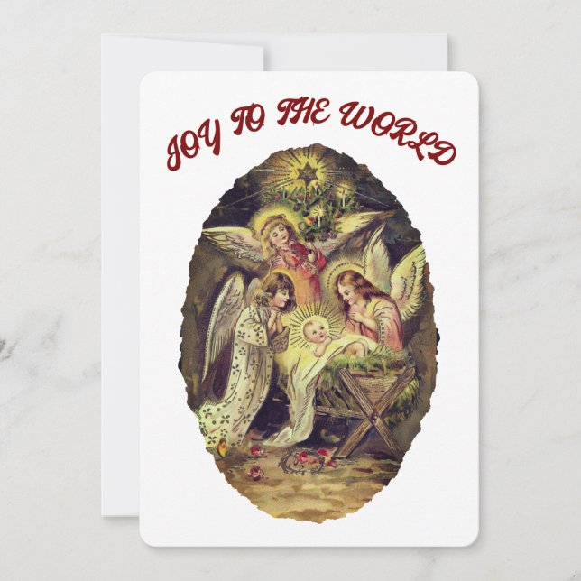 Cartes Pour Fêtes Annuelles Joy to the World Nativity Religious Christmas  (Devant)