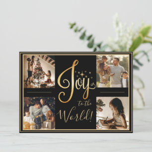 Cartes Pour Fêtes Annuelles Joy to the World Photo Christmas Gold Holiday Card