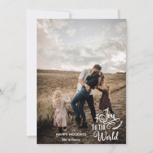 Cartes Pour Fêtes Annuelles Joy To The World Script Photo personnalisée