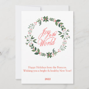 Cartes Pour Fêtes Annuelles Joy to the World Seasons Greeting Card