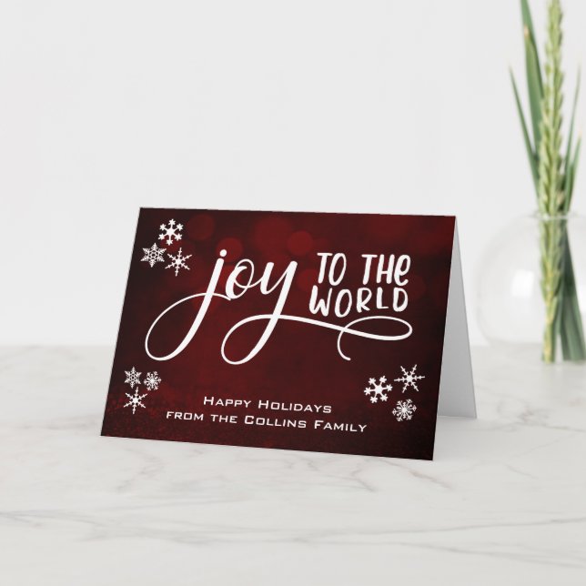 Cartes Pour Fêtes Annuelles Joy to the World Snowflakes Happy Holidays Message (Devant)