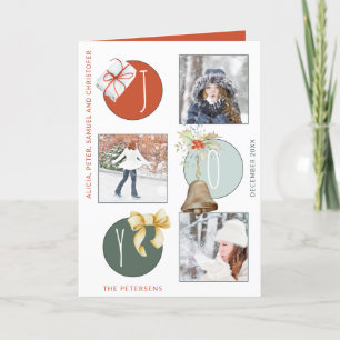 Cartes Pour Fêtes Annuelles JOY Typographie moderne Noël 4 Photo Collage