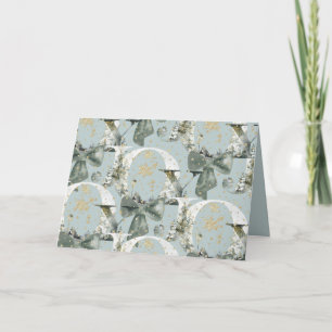 Cartes Pour Fêtes Annuelles Joy Winter Forest Police Green Bow Gold Snow