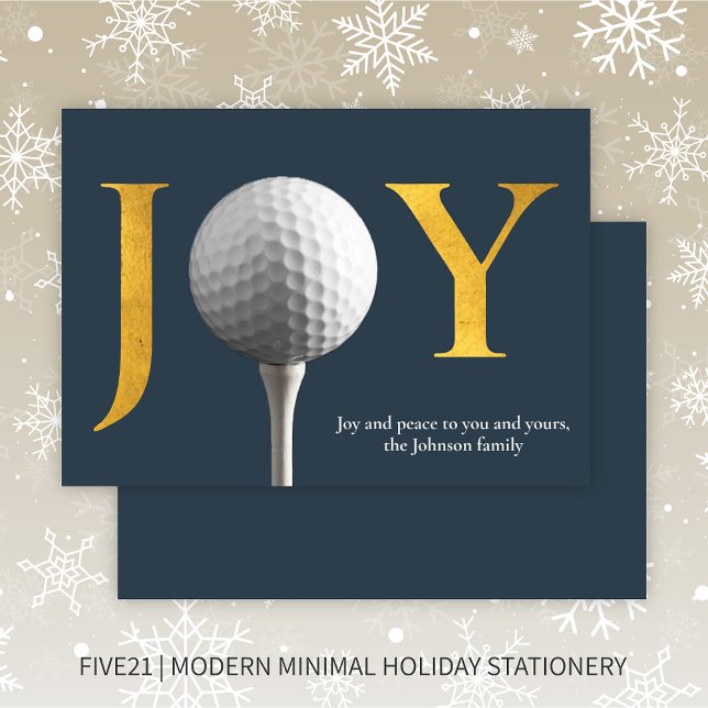 Cartes Pour Fêtes Annuelles Joyau de golf moderne & Paix Marine Bleu Noël (Créateur téléchargé)