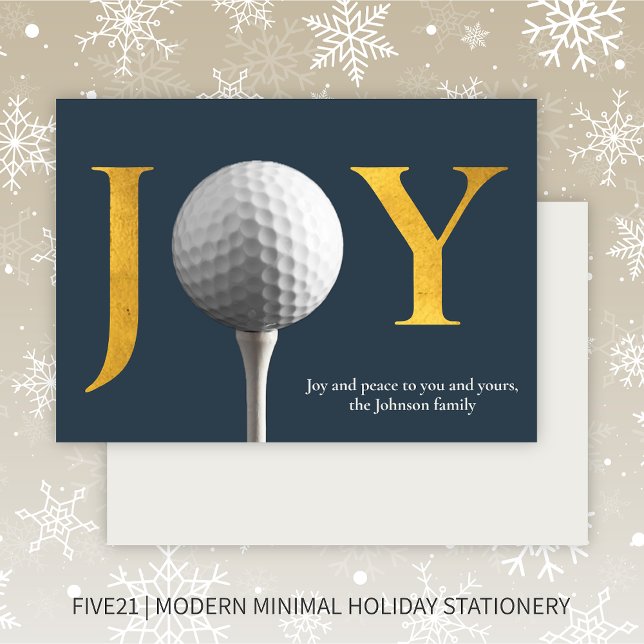 Cartes Pour Fêtes Annuelles Joyau de golf moderne & Paix Marine Bleu Noël (Créateur téléchargé)
